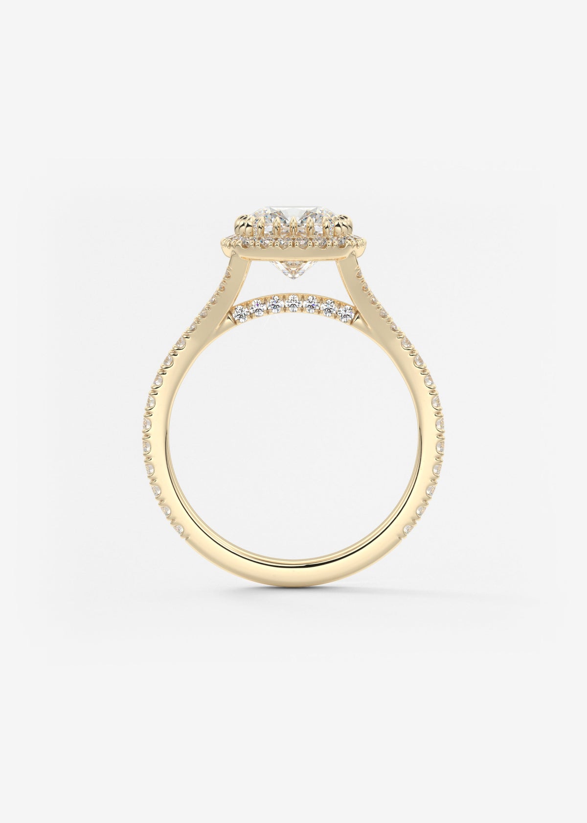 Cushion Halo & Pave , Split Shank Lab Grown Diamond Engagement Ring