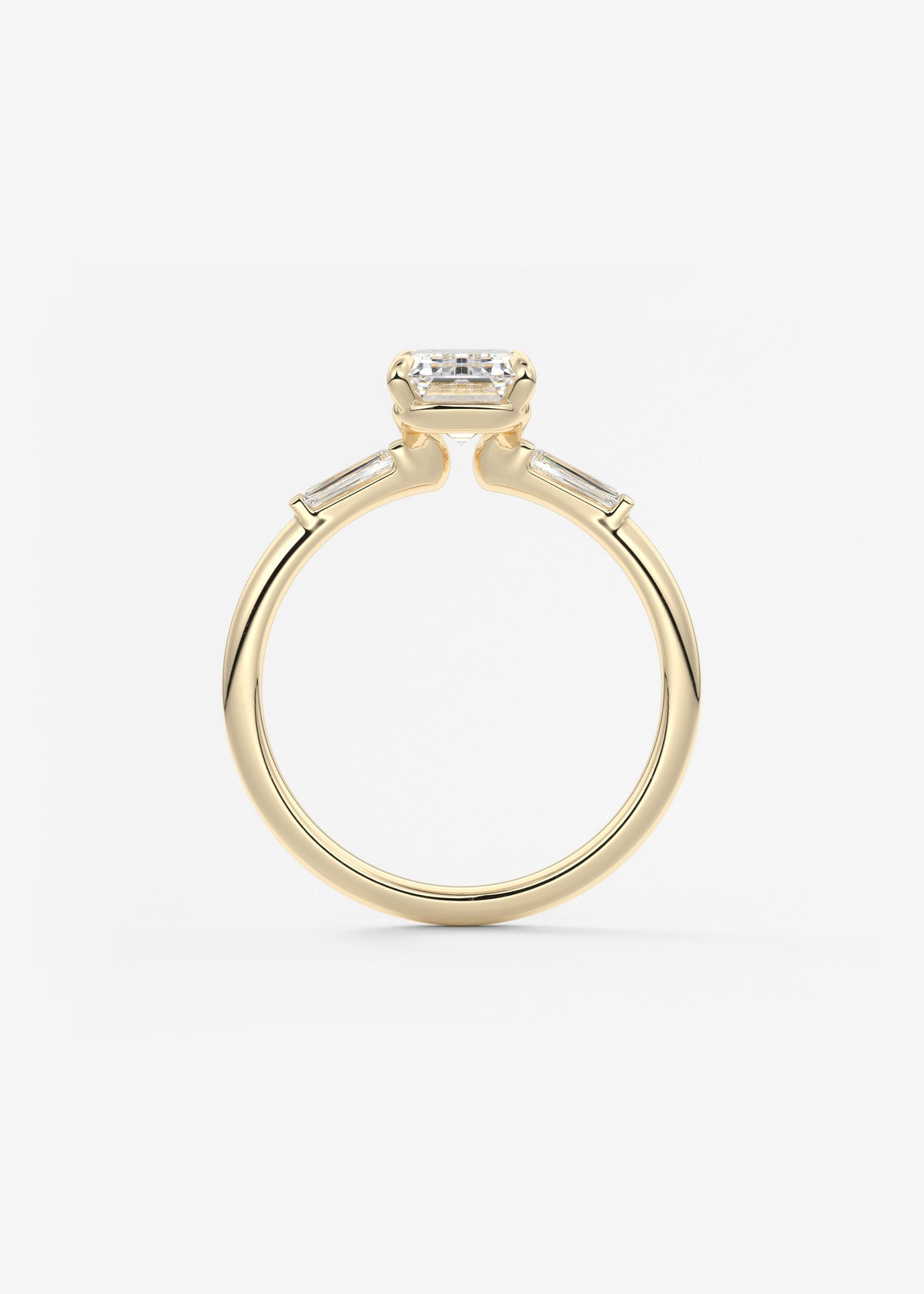 Emerald Three Stone Lab Grown Diamond Engagement Ring