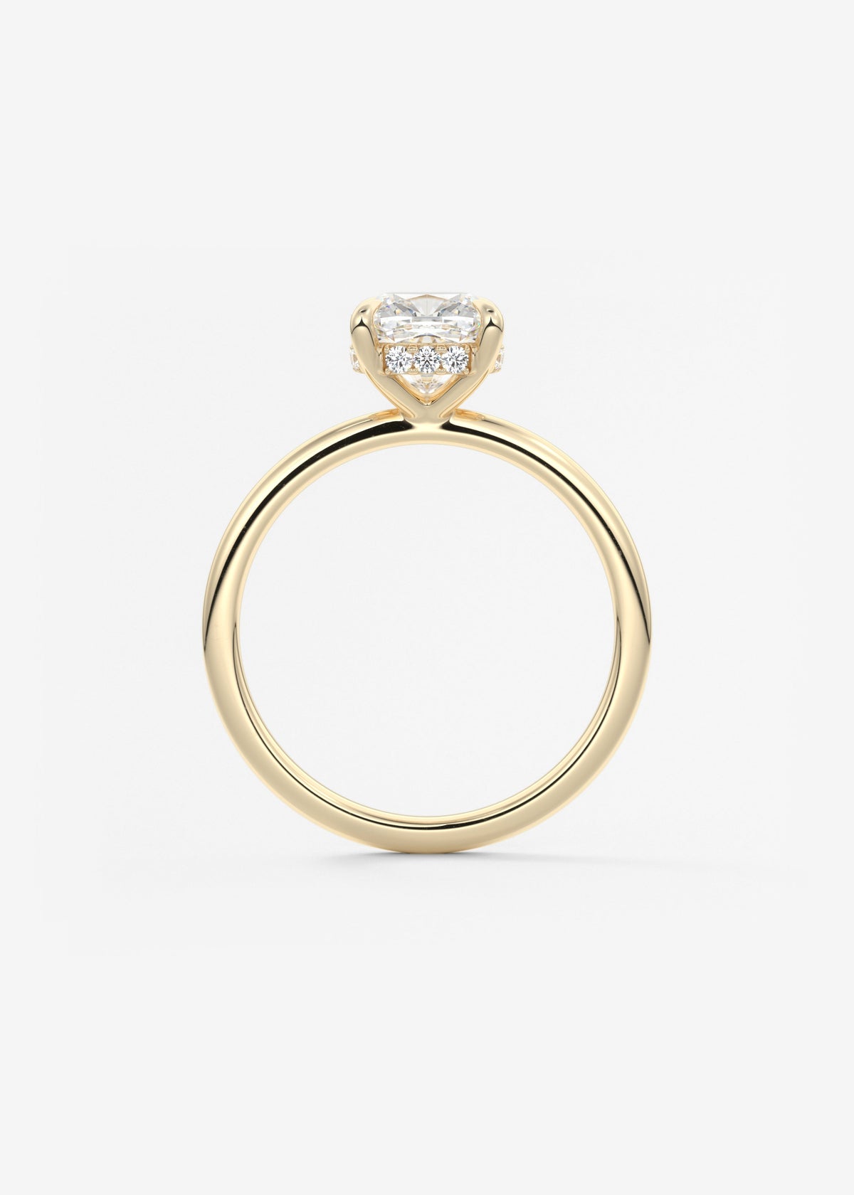 Cushion Hidden Halo Lab Grown Diamond Engagement Ring