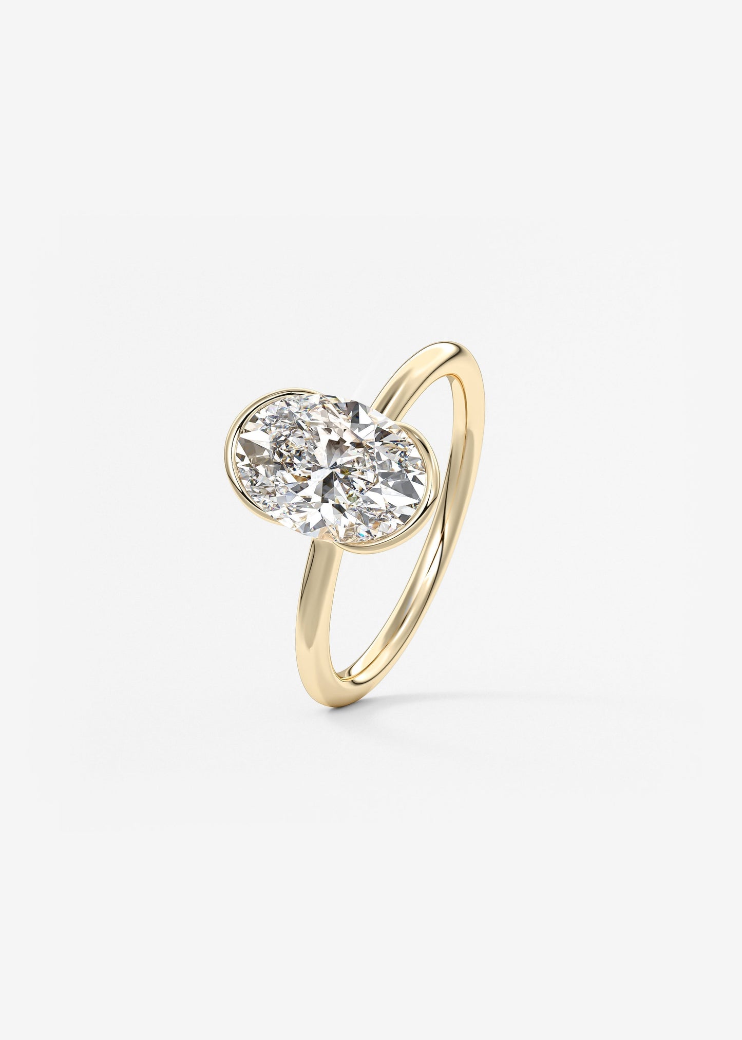 Oval Half Bezel Lab Grown Diamond Engagement Ring