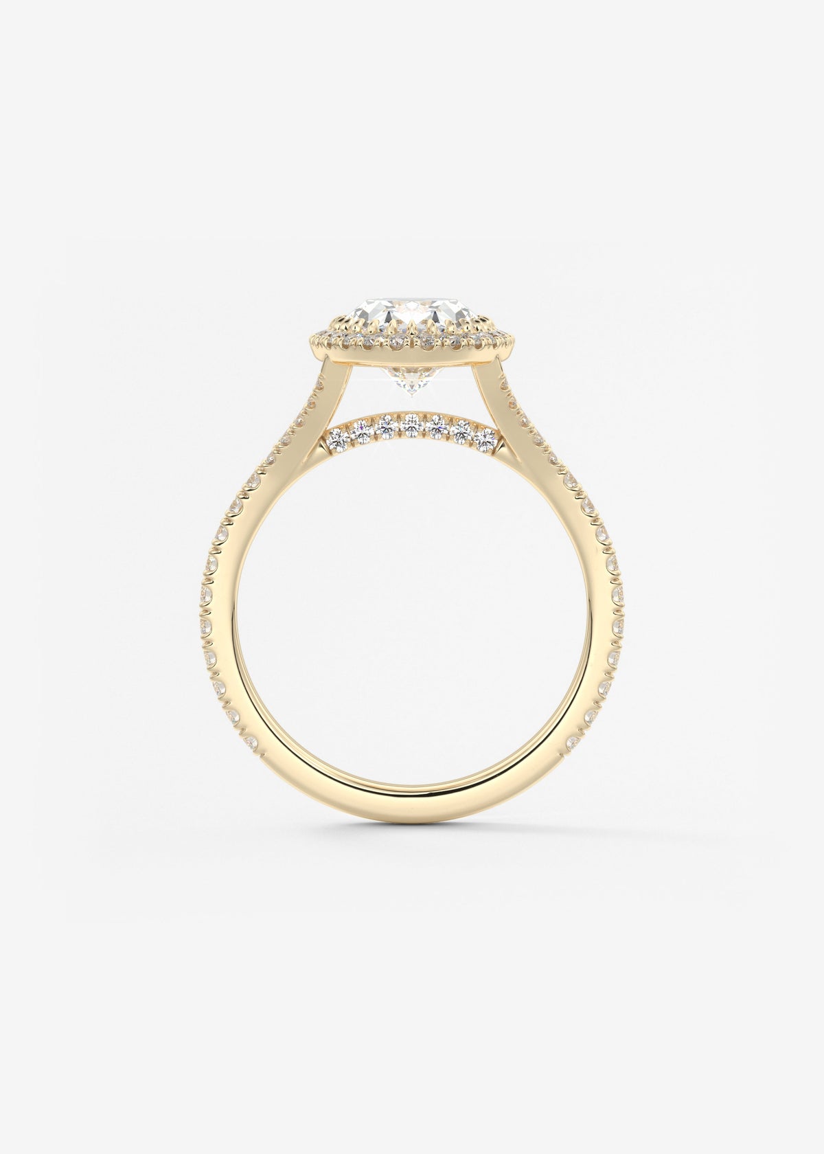 Oval Halo & Pave , Split Shank Lab Grown Diamond Engagement Ring