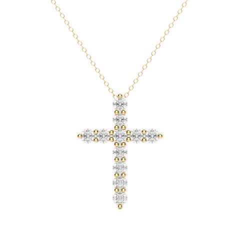 0.17 CT Round Cut Cross Pendant Moissanite Diamond Necklace 5 0.17 CT Round Cut Cross Pendant Moissanite Diamond Necklace 5