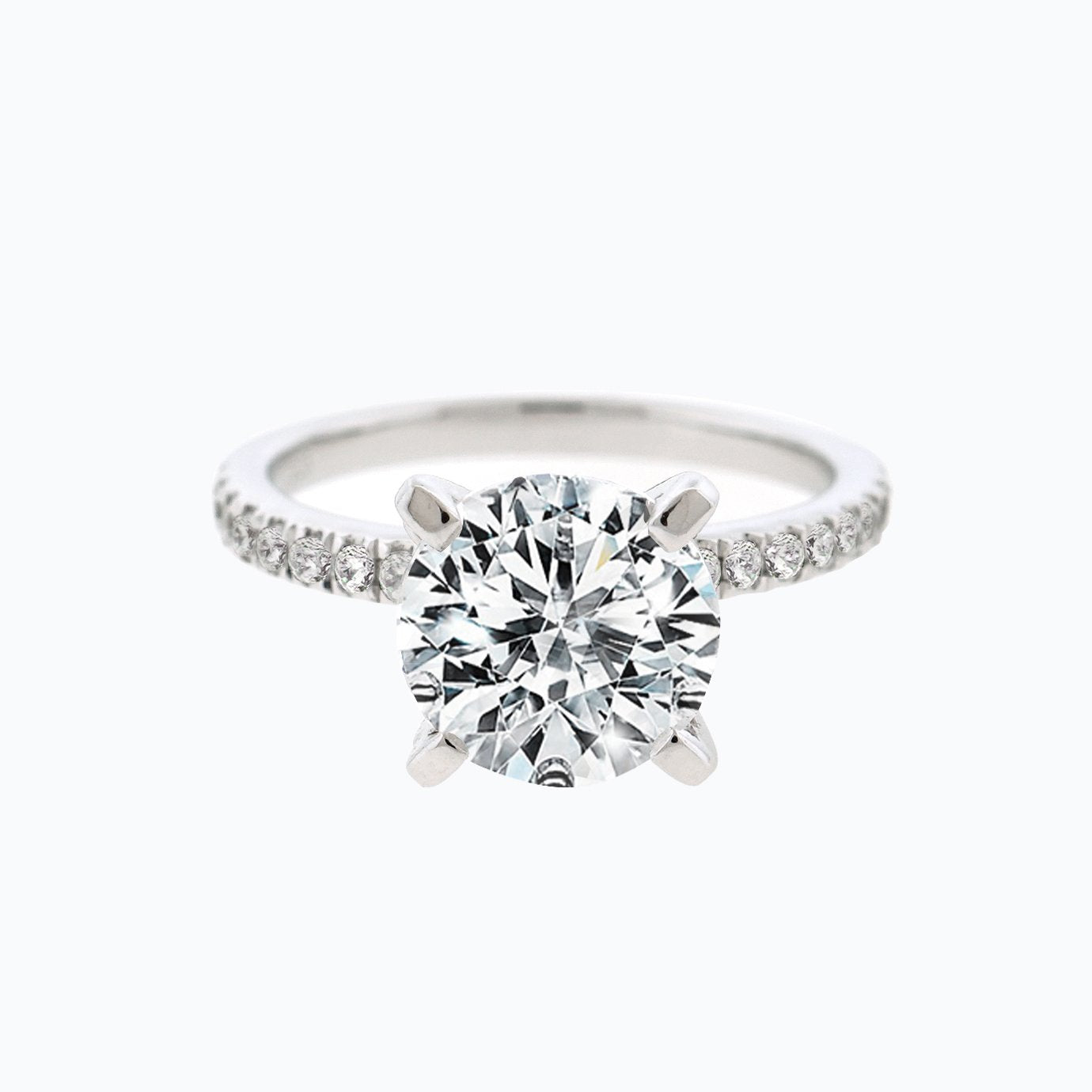 Round Pave Lab Grown Diamond Engagement Ring