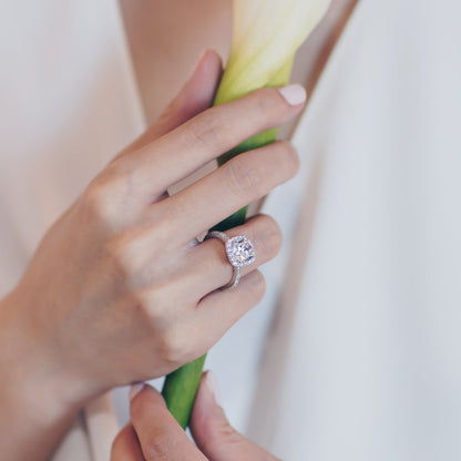 Round Halo & Pave Lab Grown Diamond Engagement Ring