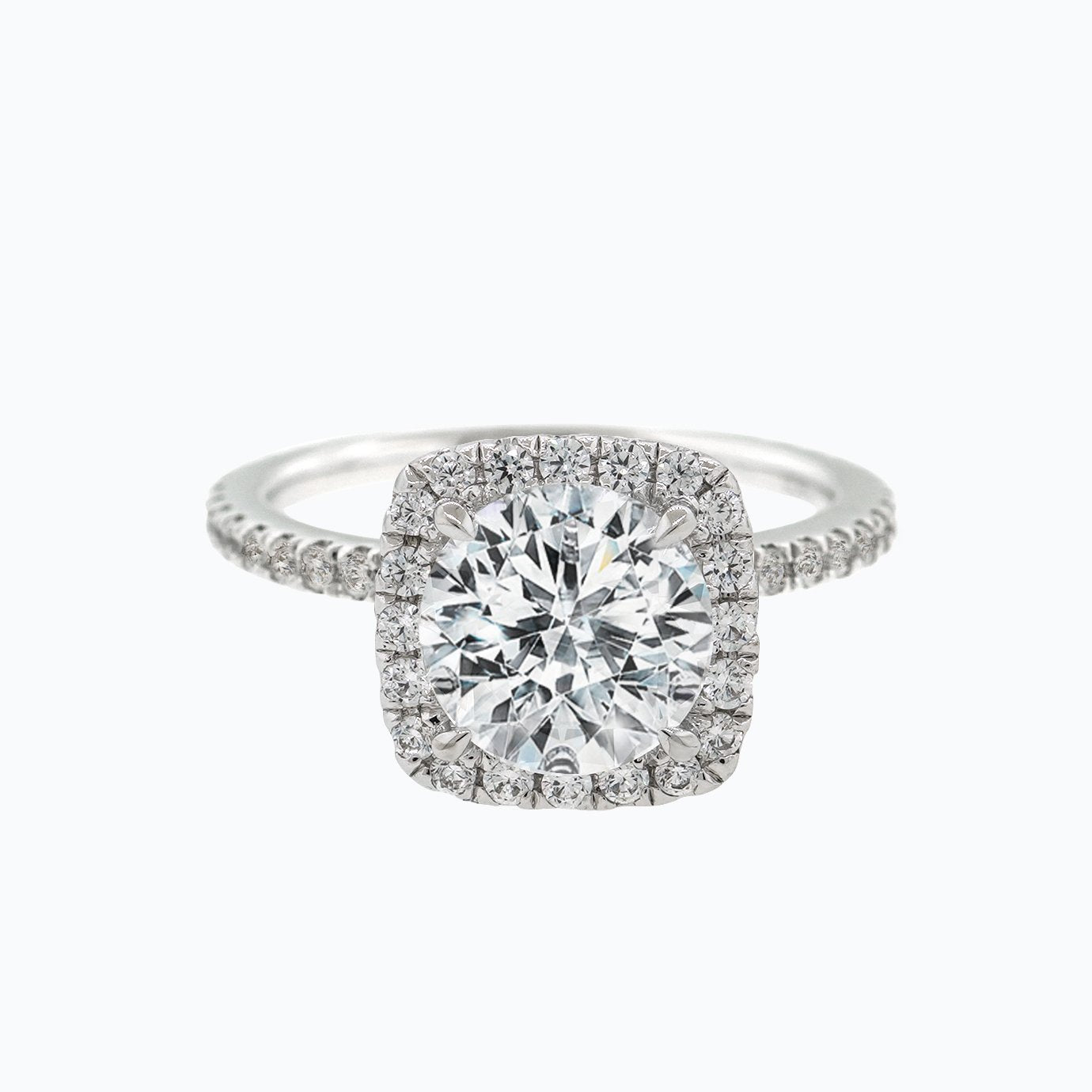 Round Halo & Pave Lab Grown Diamond Engagement Ring
