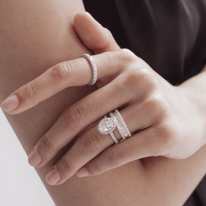 Oval Halo & Pave Lab Grown Diamond Engagement Ring