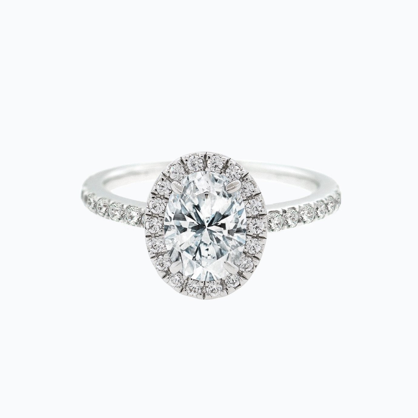 Oval Halo & Pave Lab Grown Diamond Engagement Ring