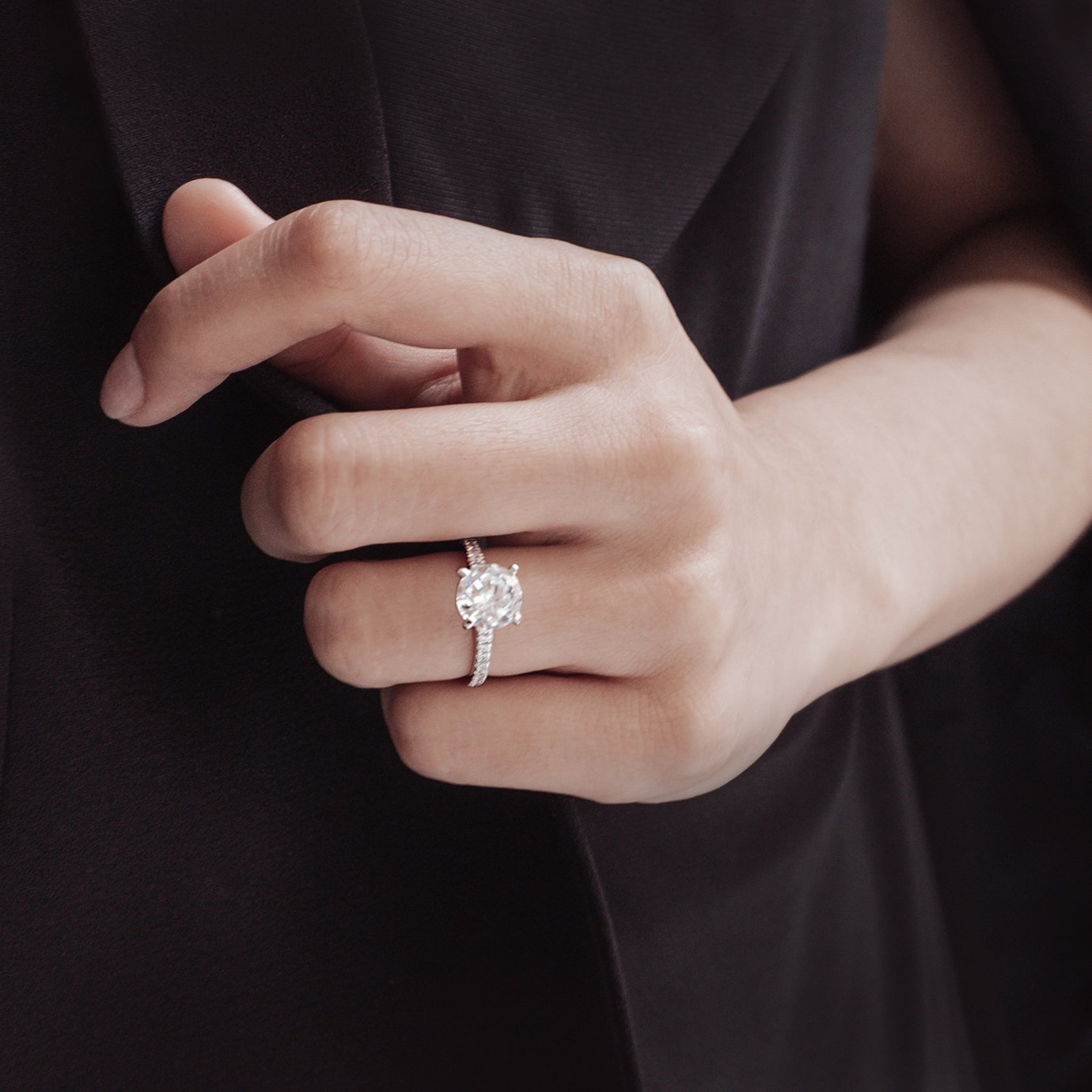 Round Pave Lab Grown Diamond Engagement Ring