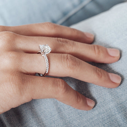 Round Pave Lab Grown Diamond Engagement Ring