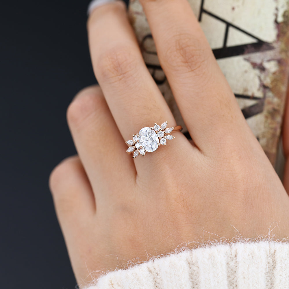 Oval Cluster Lab-Grown Diamond Engagement Ring