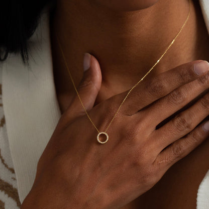 1.0 TCW Round Shape Moissanite Circle Style Necklace