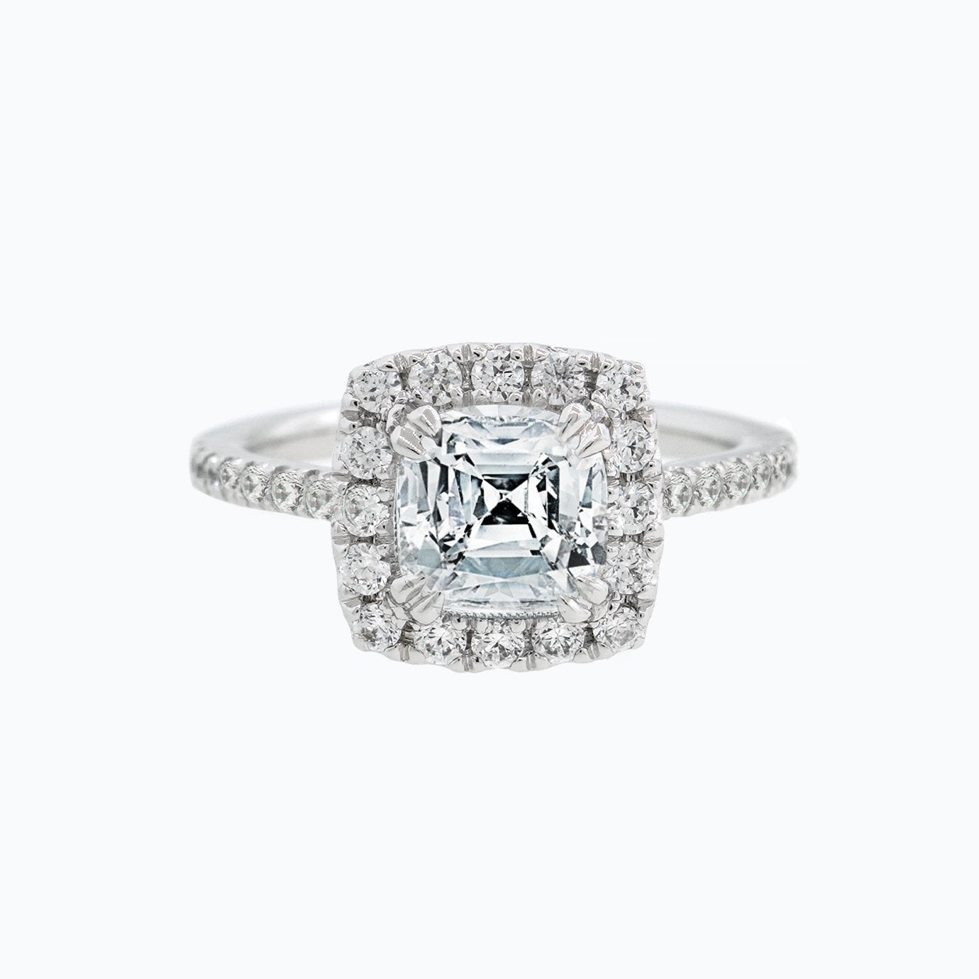 Cushion Halo & Pave Lab Grown Diamond Engagement Ring