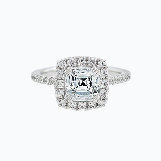 Cushion Halo & Pave Lab Grown Diamond Engagement Ring