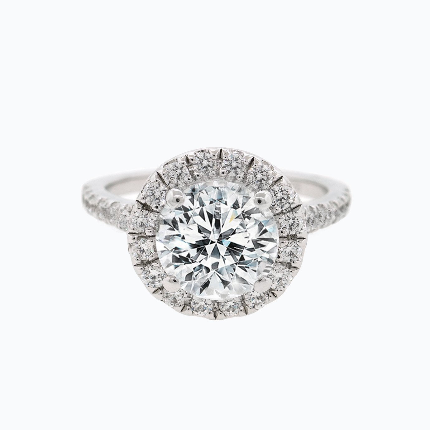 Round Halo & Pave Lab Grown Diamond Engagement Ring