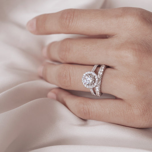 Round Halo & Pave Lab Grown Diamond Engagement Ring