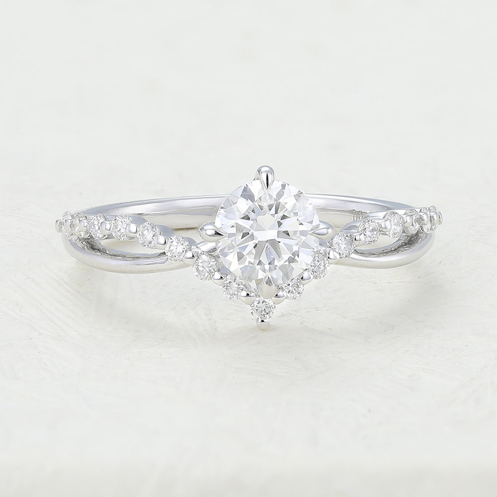 Round Pave Split Shank Lab-Grown Diamond Engagement Ring