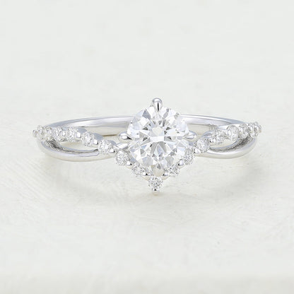 Round Pave Split Shank Lab-Grown Diamond Engagement Ring