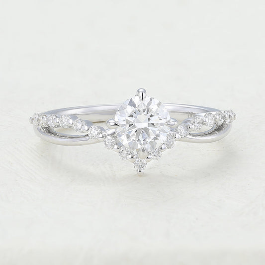 Round Pave Split Shank Lab-Grown Diamond Engagement Ring