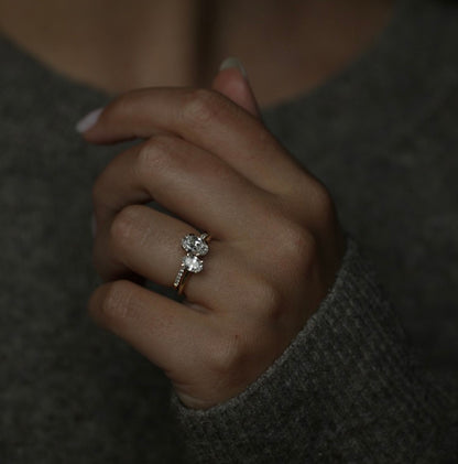 Oval Cut Pave Lab Grown Diamond Engagement Ring