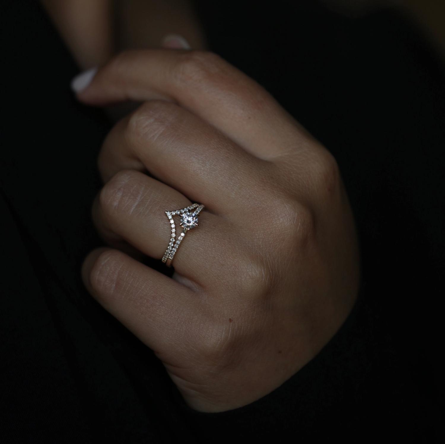 Round Cut Pave Lab Grown Diamond Engagement Ring