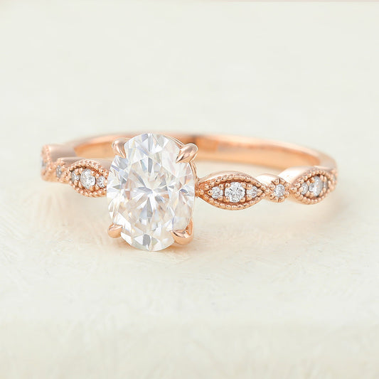 Oval Vintage Pave Lab-Grown Diamond Engagement Ring