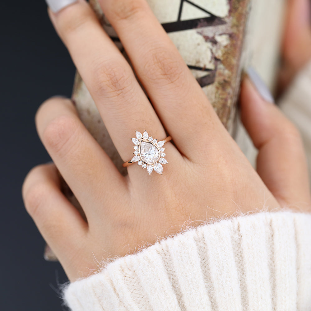 Pear Cluster Lab-Grown Diamond Engagement Ring