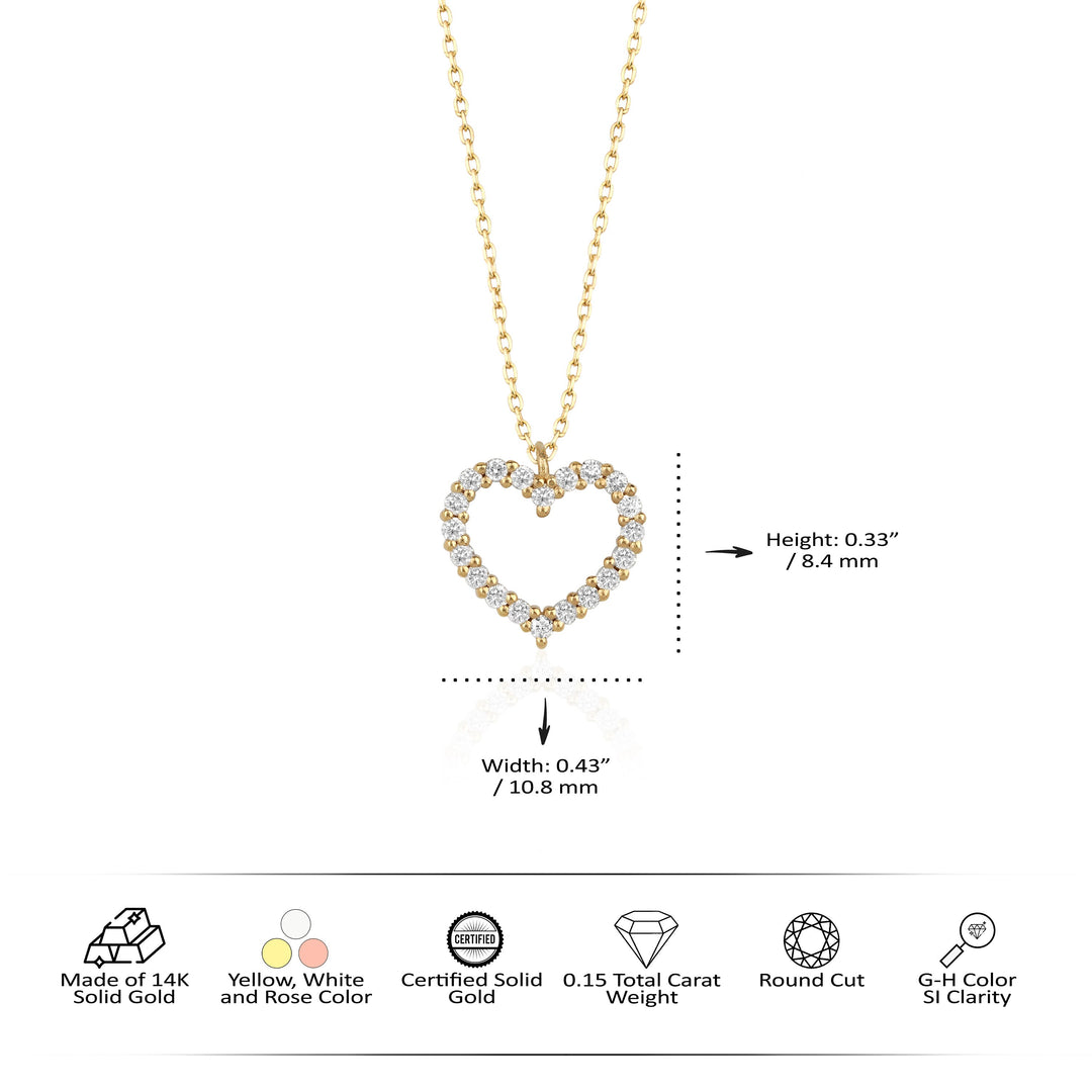 0.3 TCW Round Shape Moissanite Heart Style Necklace
