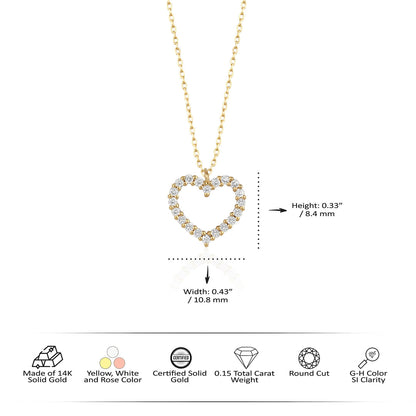 0.3 TCW Round Shape Moissanite Heart Style Necklace