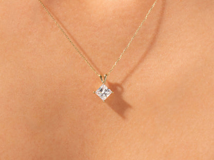 1.0 TCW Princess Shape Moissanite Solitaire Necklace