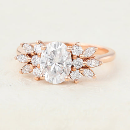 Oval Cluster Lab-Grown Diamond Engagement Ring