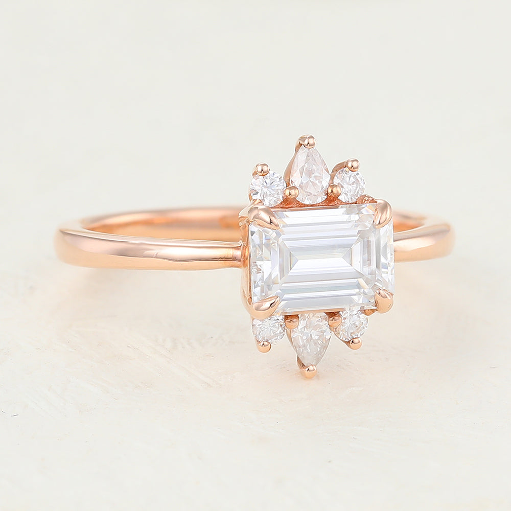 Emerald Cluster Lab-Grown Diamond Engagement Ring