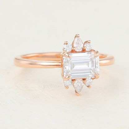 Emerald Cluster Lab-Grown Diamond Engagement Ring