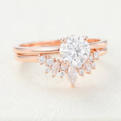 0.68 CT Round Moissanite Solitaire Bridal Ring Set 4