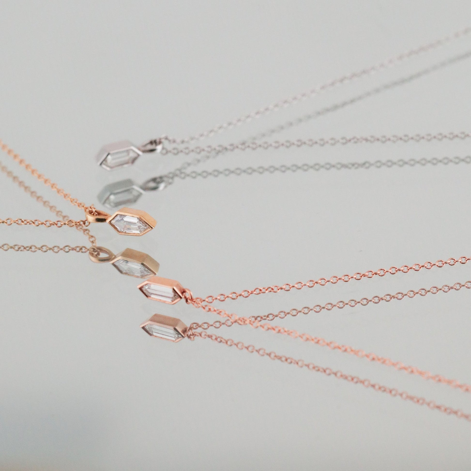 0.24 CT Hexagon Cut Bezel Moissanite Necklace