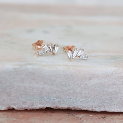 0.34 TCW Baguette Cut Moissanite Stud Earrings