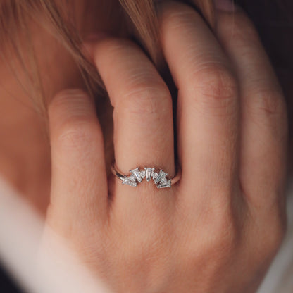 0.48 TCW Tapered Baguette & Round Curved Lab Grown Diamond Wedding Band