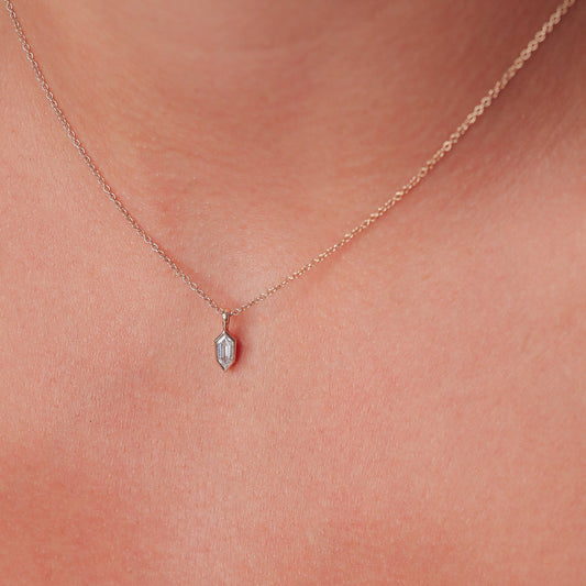 0.24 CT Hexagon Cut Bezel Moissanite Necklace