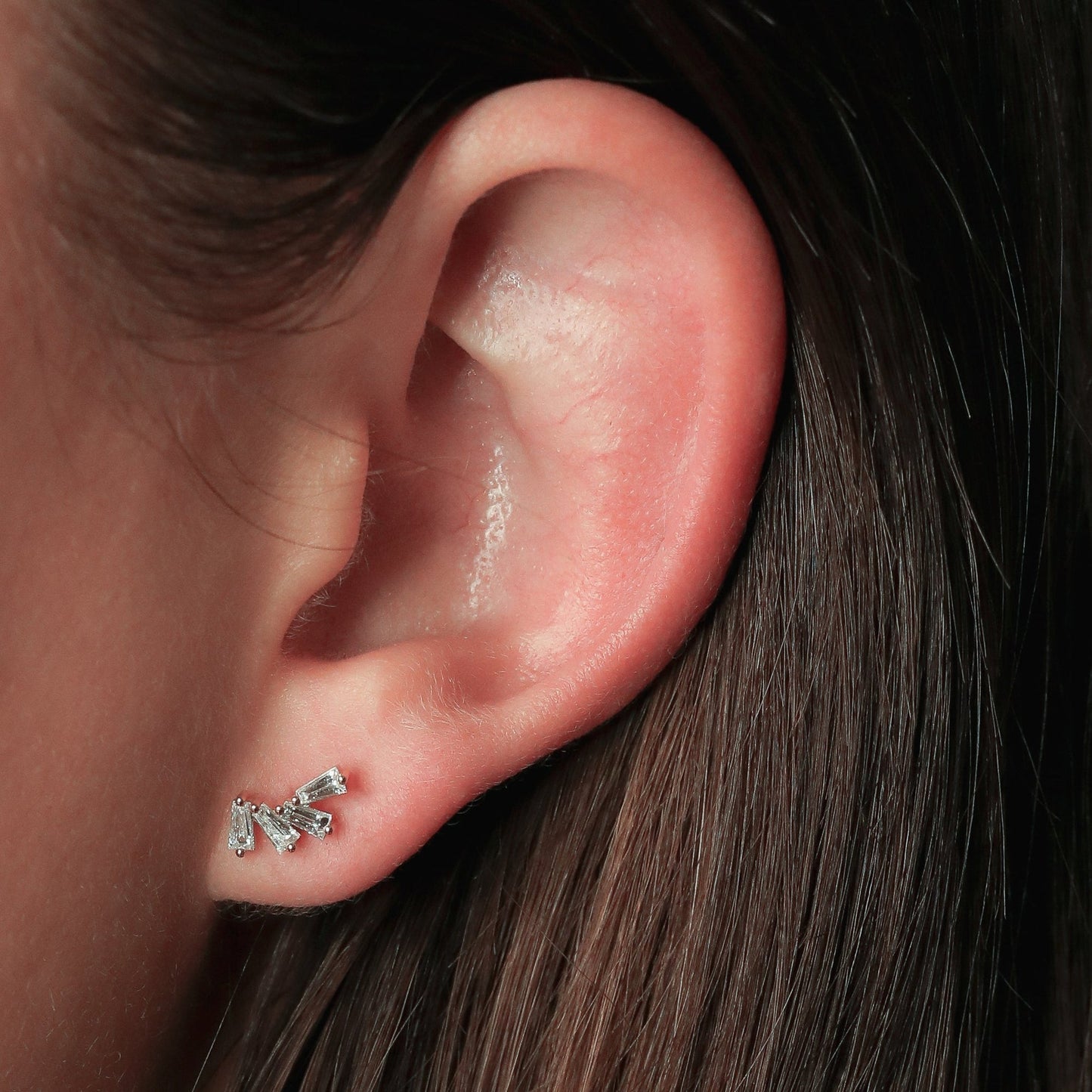 0.34 TCW Baguette Cut Moissanite Stud Earrings