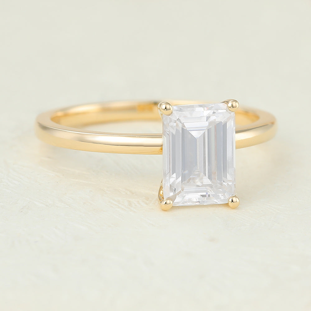Emerald Solitaire Lab-Grown Diamond Engagement Ring