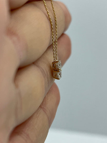 1.0 TCW Round Shape Moissanite Two Stone Necklace