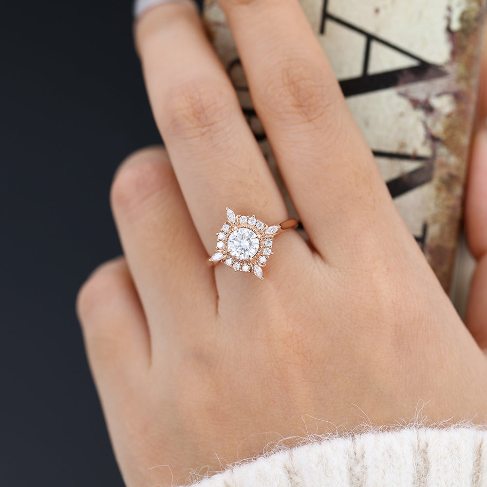 Round Cluster Lab-Grown Diamond Engagement Ring