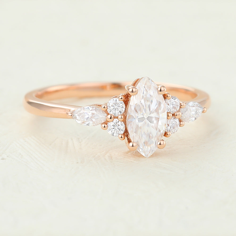 Marquise Cluster Lab-Grown Diamond Engagement Ring