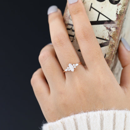Marquise Cluster Lab-Grown Diamond Engagement Ring