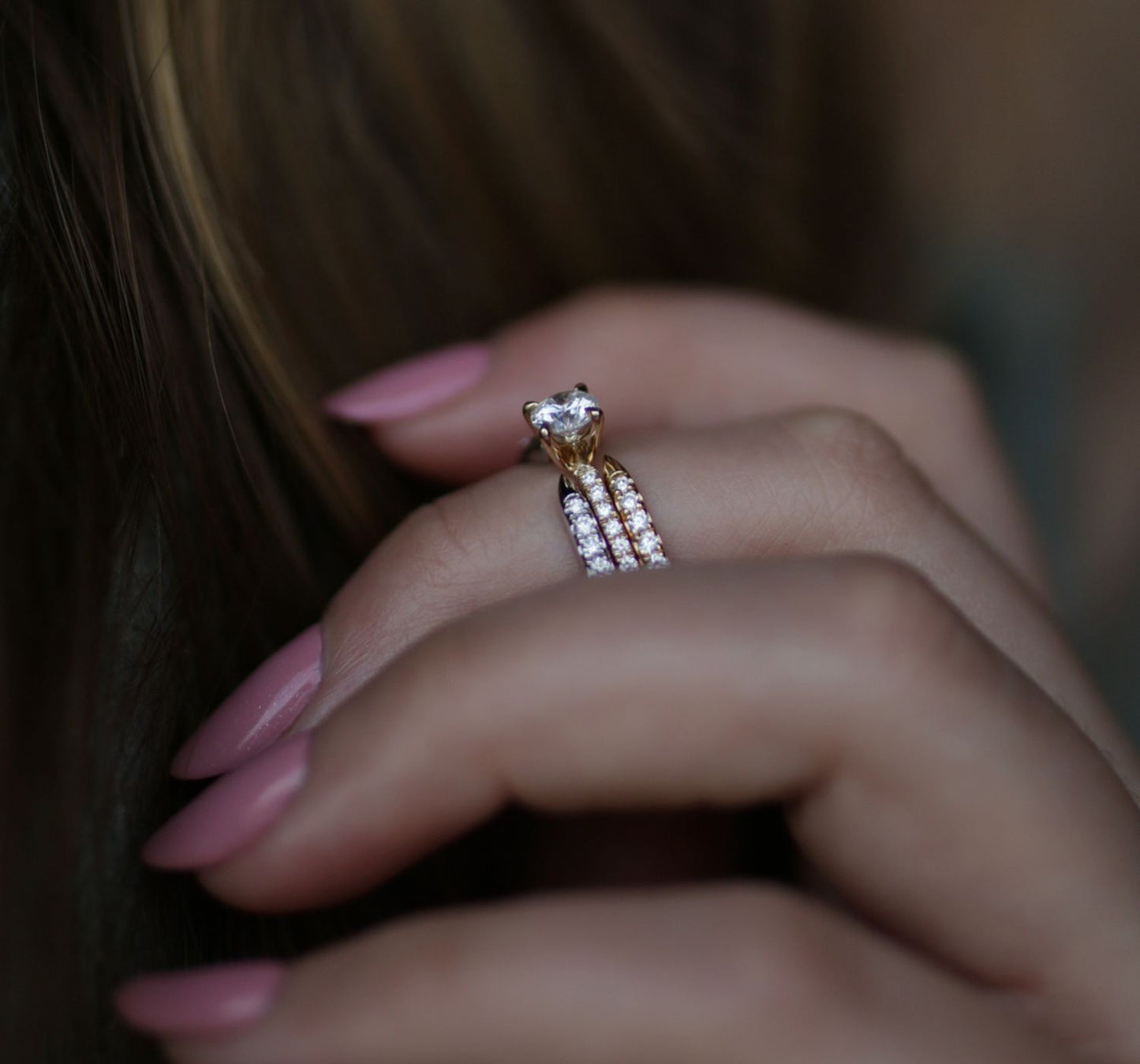 Round Cut Pave Lab Grown Diamond Engagement Ring