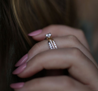 Round Cut Pave Lab Grown Diamond Engagement Ring