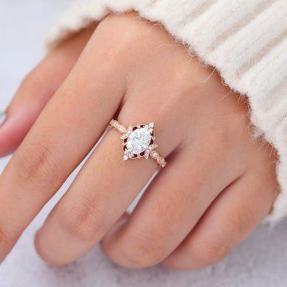 Oval Vintage Art Deco Lab-Grown Diamond Engagement Ring