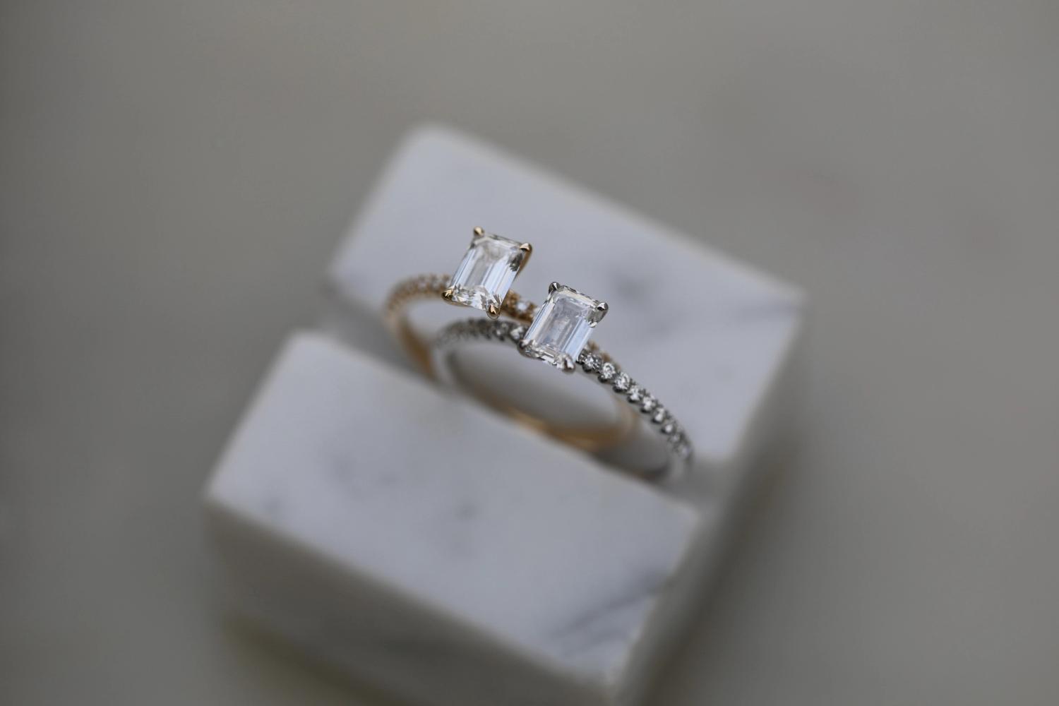 Emerald Cut Pave Lab Grown Diamond Engagement Ring