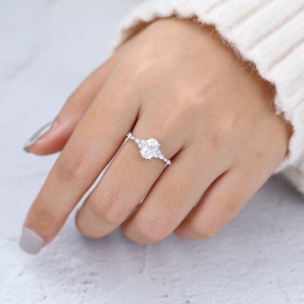 Oval Cluster Lab-Grown Diamond Engagement Ring