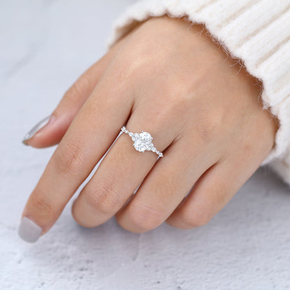 Oval Cluster Lab-Grown Diamond Engagement Ring