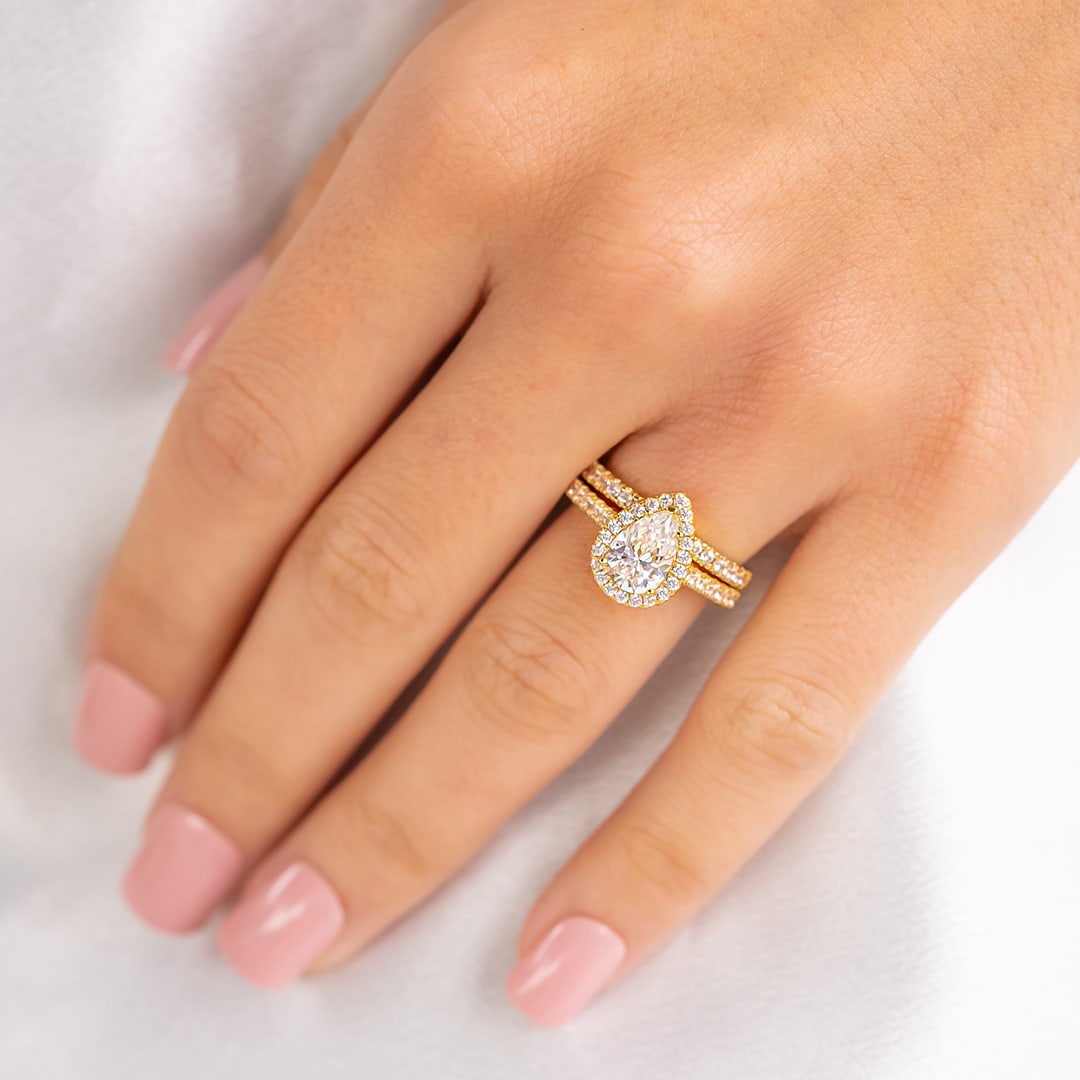 Pear Halo & Pave Lab Grown Diamond Engagement Ring